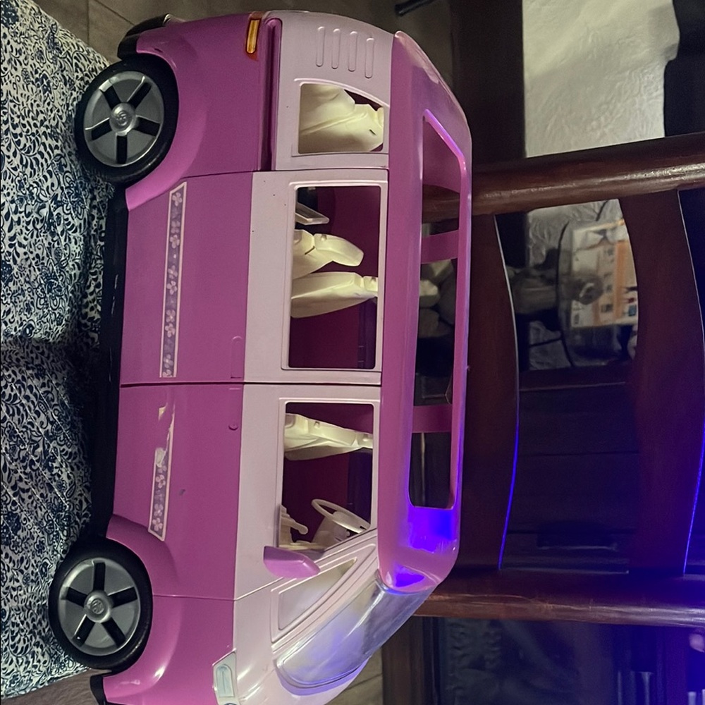 Barbie Pink and White Camper Van with Realistic Design